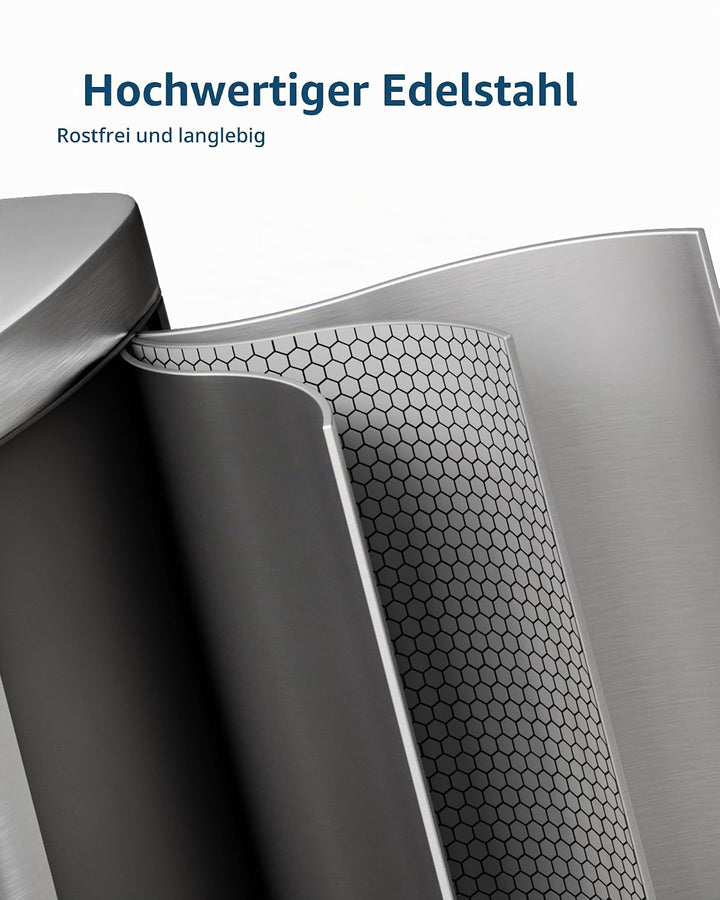 GarveeHome 50 L Metall mülleimer mit Deckel, grosser Mülleimer für die Küche, rostfreier Tretmülleim