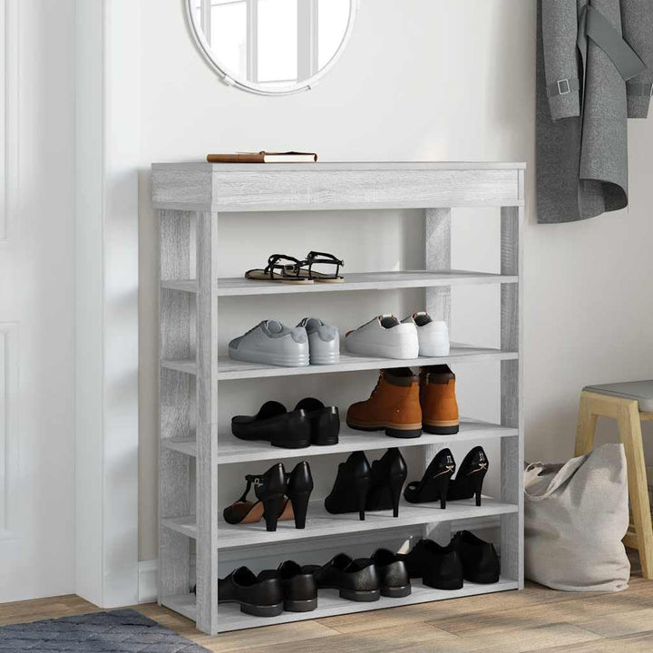 Schuhregal Grau Sonoma 80x30x98 cm Holzwerkstoff platzsparend schmal Organizer für Flur Eingangsbere