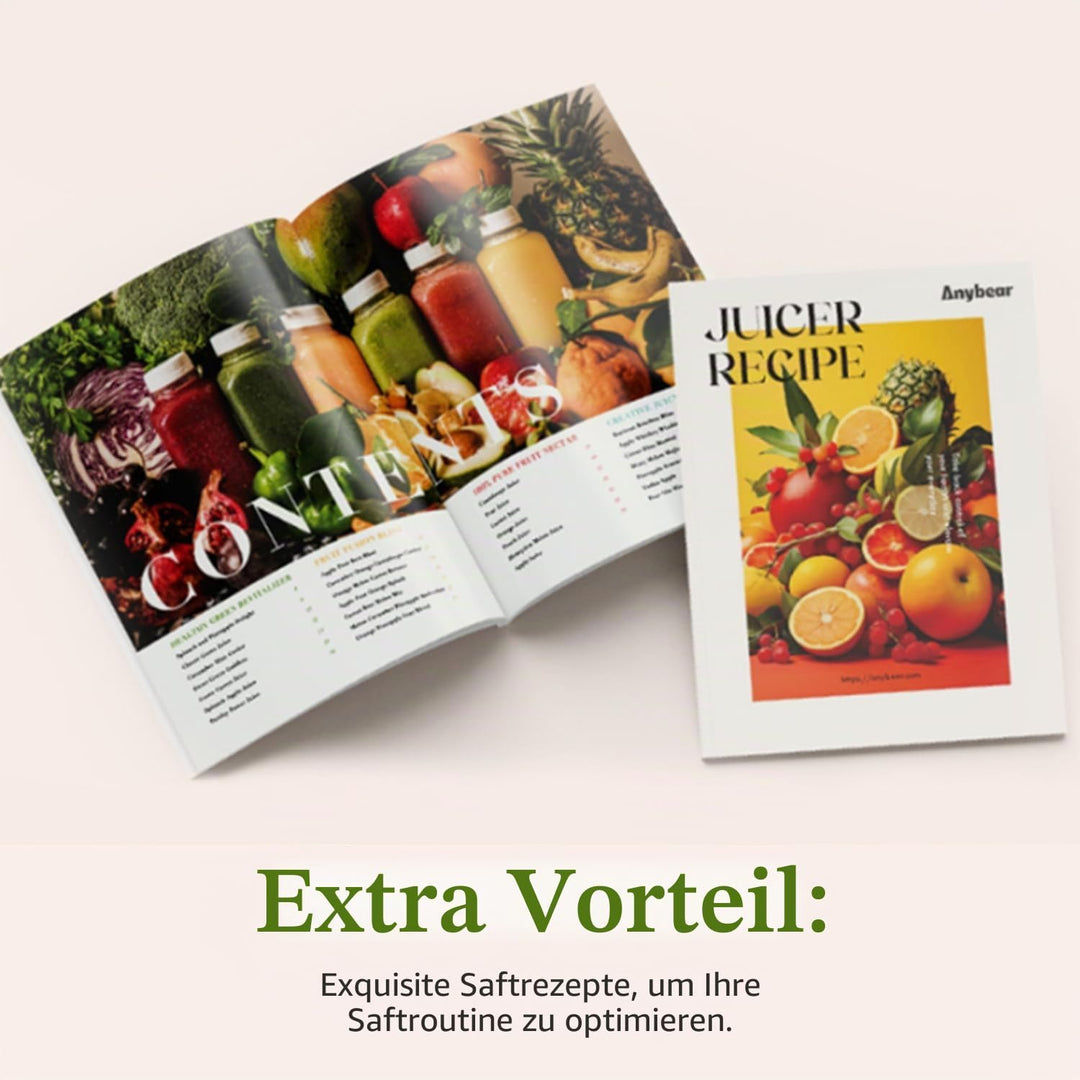 Anybear Entsafter 200W Slow Juicer mit 110 mm grossem Einfüllschacht für ganze Früchte/Gemüse | Upgr