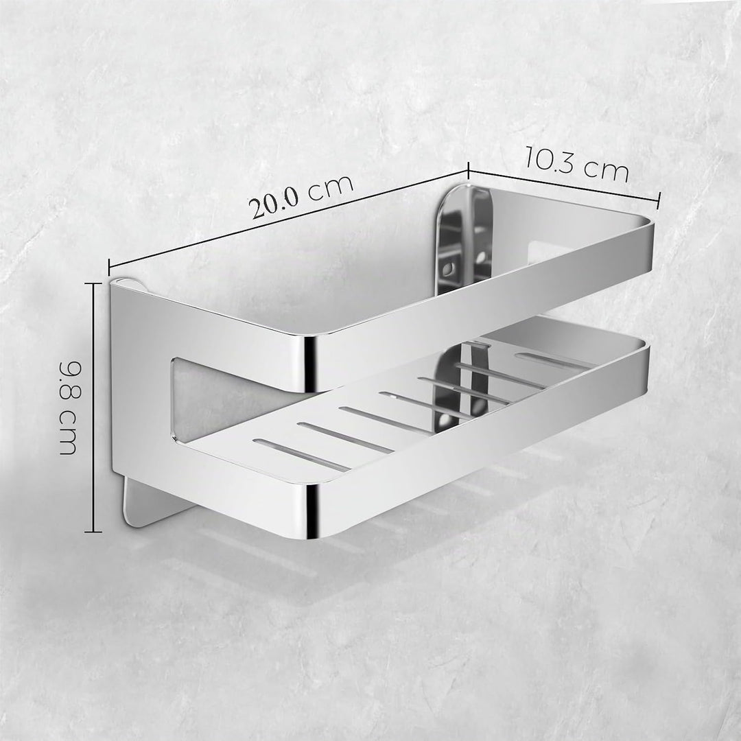 QL Duschregal,Badregale aus Edelstahl SUS304,Wand-Organizer für Bad und Küche,Duschkorb 20 cm,Chrom