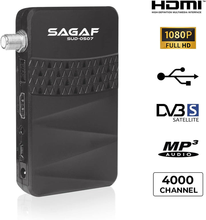 LEYF &amp; Sagaf SUD-0507 Mini Sat Receiver - DVB-S2 - Satelliten Receiver - Full HD 1080p Digital Recei