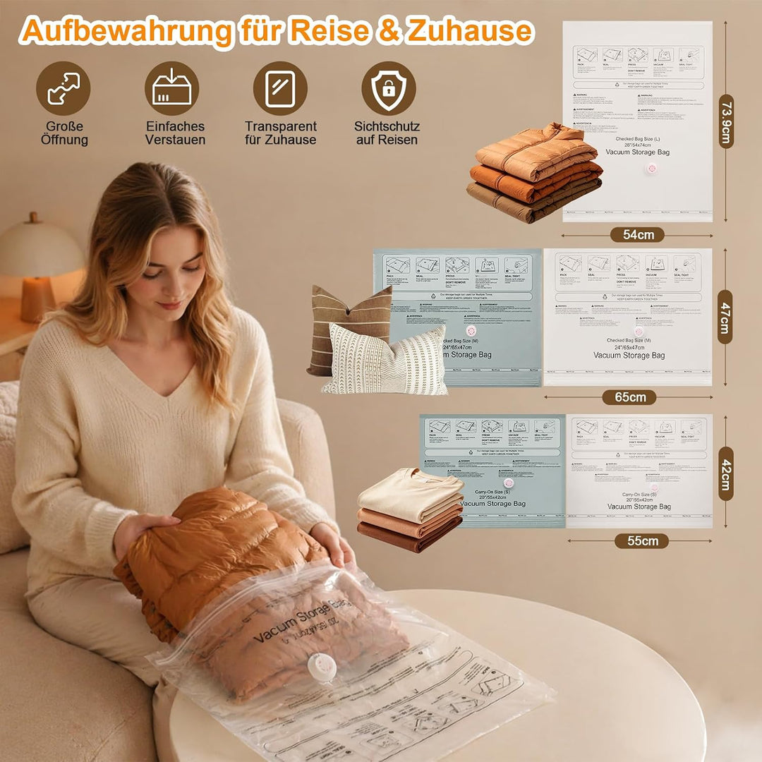 Vakuumbeutel für Kleidung mit Kabelloser Vakuumpumpe, 16 Stk Vakuumbeutel