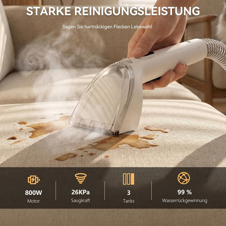 F1 Teppichreiniger &amp; Staubsauger für Stoffsofas, Reiniger für Teppiche und Teppichmöbel mit Saugfunk