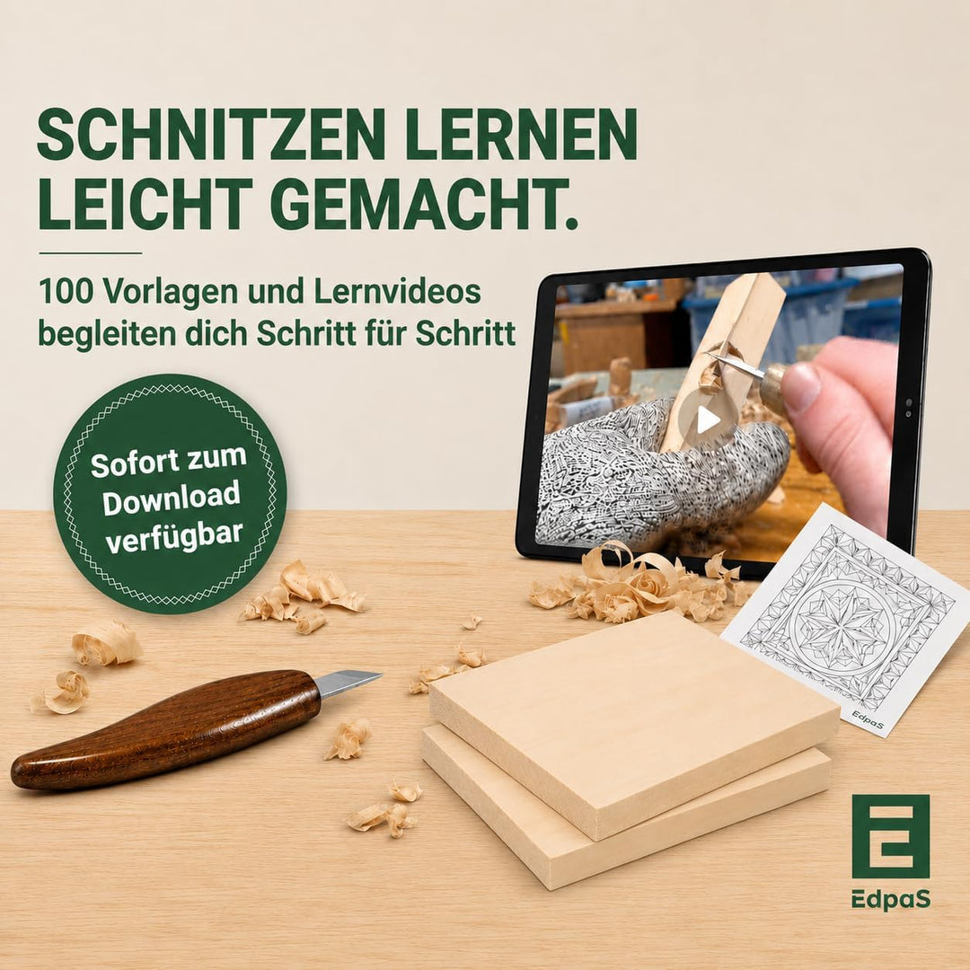 EdpaS Schnitzholz Brett aus Lindenholz 30 x 20 x 2,5 cm zum Schnitzen und drechseln oder basteln zur