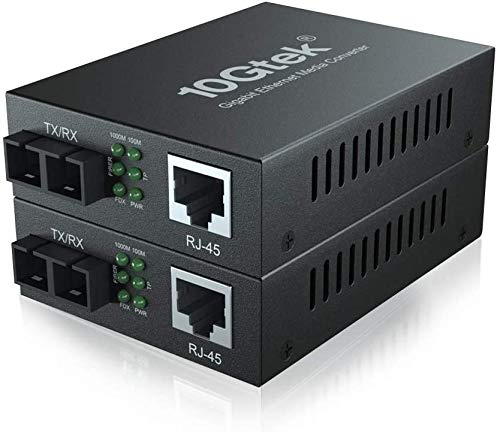 10Gtek® [2 Stück] Gigabit Ethernet Medienkonverter, mit Built-in 1Gb Multi-Mode SC Transceiver, Mult