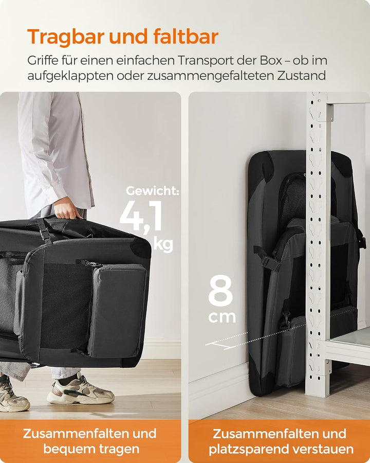 Feandrea Hundebox faltbar, Transportbox Hund, XL, Hundetasche, Oxford-Gewebe, Netzstoff, atmungsakti