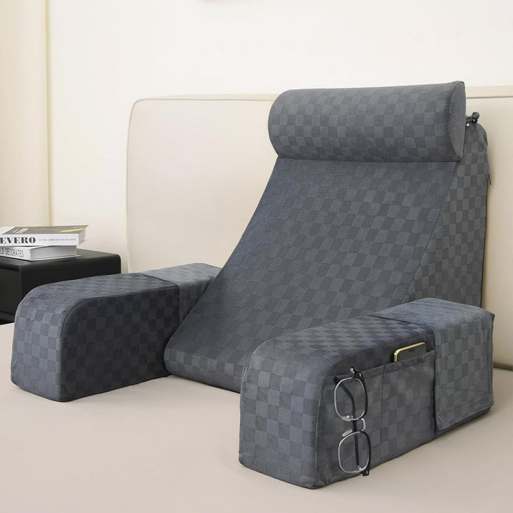 Vekkia 19" Lesekissen für Bett und Sofa, Lesekissen für Erwachsene Schwarz Grau 45° 48,3 cm, Schwarz