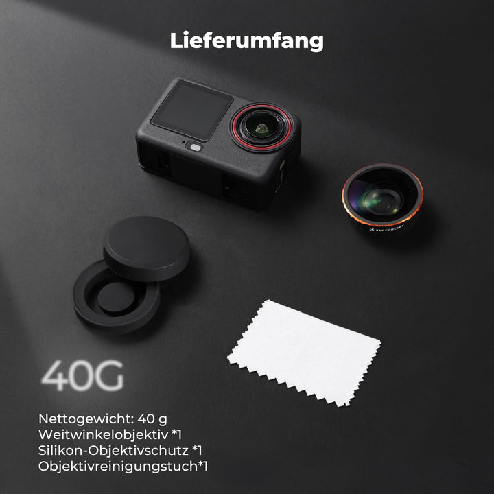 K&amp;F CONCEPT Weitwinkelobjektiv für Osmo Action 6, 185° Weitwinkel Linse Filter, Ultraweitwinkelobjek