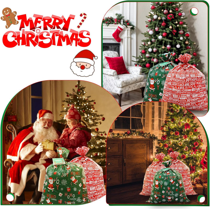 ROSAUI Weihnachtstüten gross, 3 Stück Geschenktüten Weihnachten mit Karten, grosser 90cmx112cm, Weih