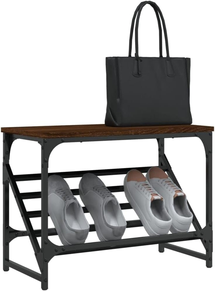 Schuhregal Braun Eichen-Optik 60x30x45 cm aus Holzwerkstoff mit stabilem Stahlgestell für den Flur o