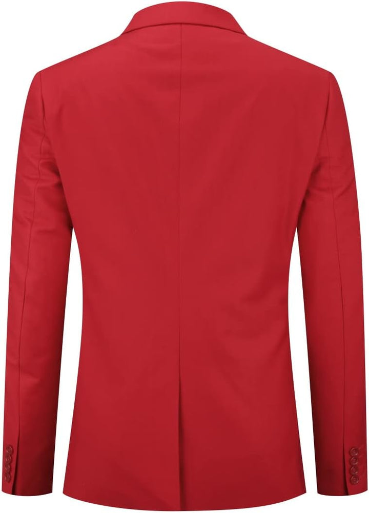 YOUTHUP Herren Sakko Slim Fit Anzugjacke für Business Hochzeit Eleganter 1 Knöpfen Blazer XL Rot, XL
