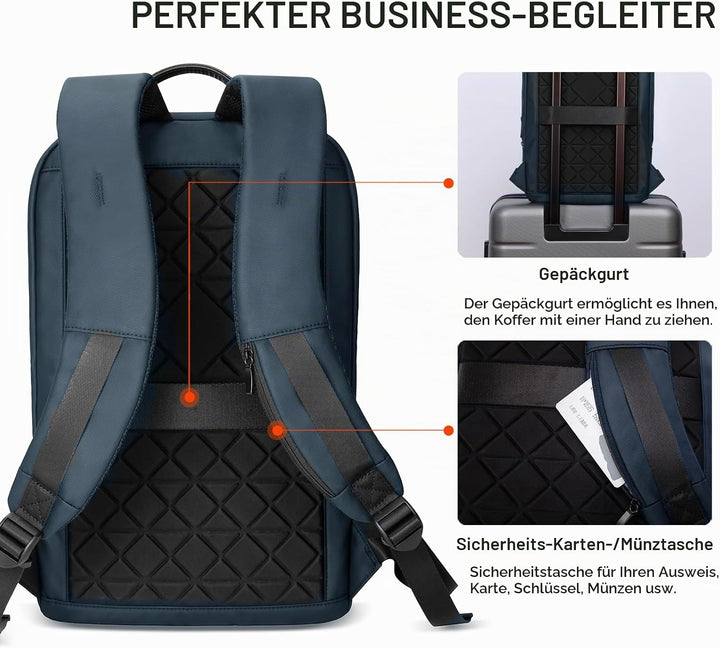 Laptop Rucksack Herren Leicht Business Rucksack mit USB-Anschluss Wasserdichter Rucksack Herren Schu