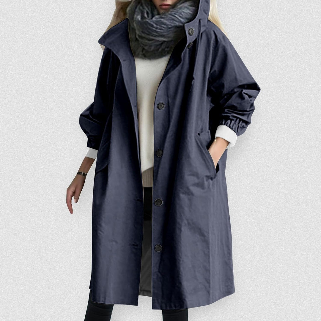 Beokeuioe Damen Trenchcoat Oversized Mantel Lang Umlegekragen Windjacke Einfarbig Damenmantel Überga