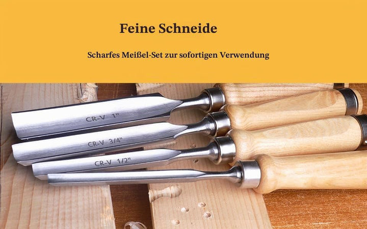 ATOPLEE 4 Stück Stechbeitel Set für Holz,Holz Meissel Werkzeug Schreiner Hohlbeitel CR-V Stahl halbk
