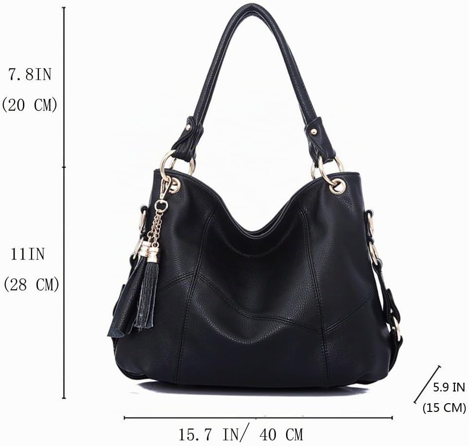 FiveloveTwo Dame Top-Handgriff Tasche Schultertasche Satchel Handtaschen Tote Taschen Geldbörse Schw
