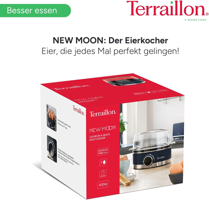 TERRAILLON - New Moon Elektrischer Eierkocher, Kapazität 7 Eier, 410 W, integrierter Timer, integrie