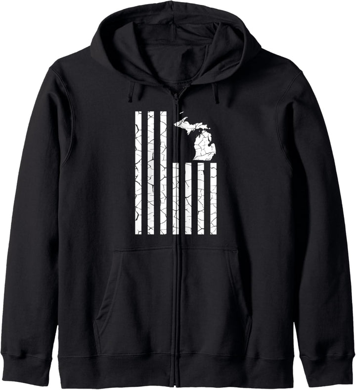 Michigan Cracked American Flag State Pride Kapuzenjacke