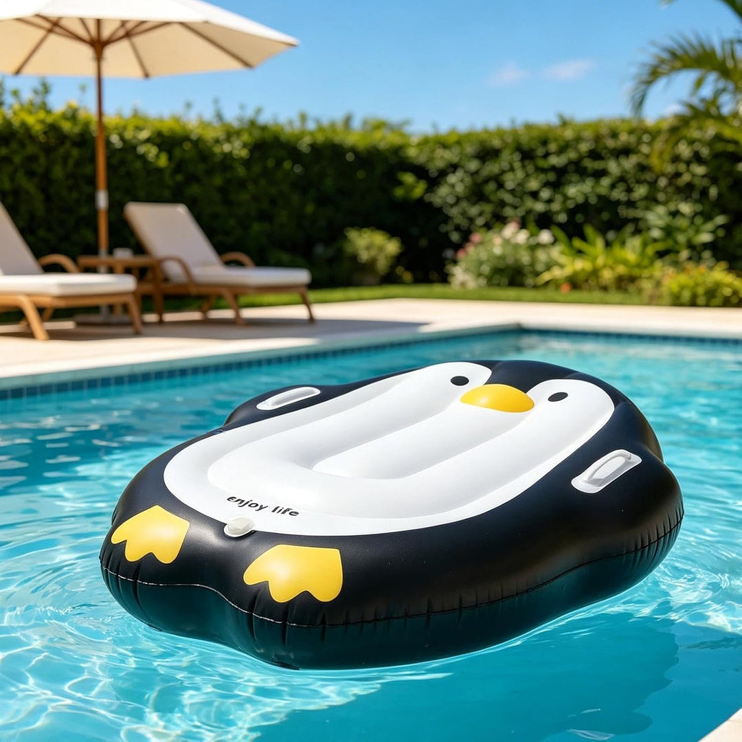 Aufblasbares Kinder-Surfbrett – Niedliches Pinguin-Design mit Haltegriff