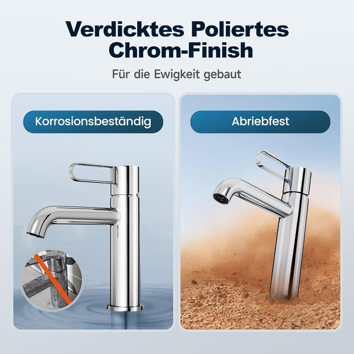 Bad Wasserhahn Waschtischarmatur Messinggehäuse Waschbecken mit Keramikkartusche Einhebelmischer Chr