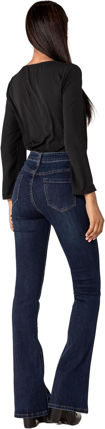 Nina Carter P212 Damen Tall Bootcut Jeans High Waist Schlaghosen Stretchjeans Jeanshosen Used-Look X
