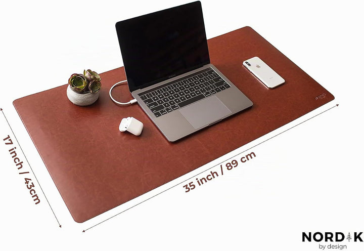 Nordik Schreibtischunterlage aus Leder, Kabel-Organizer (Sattelbraun 89,9 x 43,2 cm) Premium-Mauspad