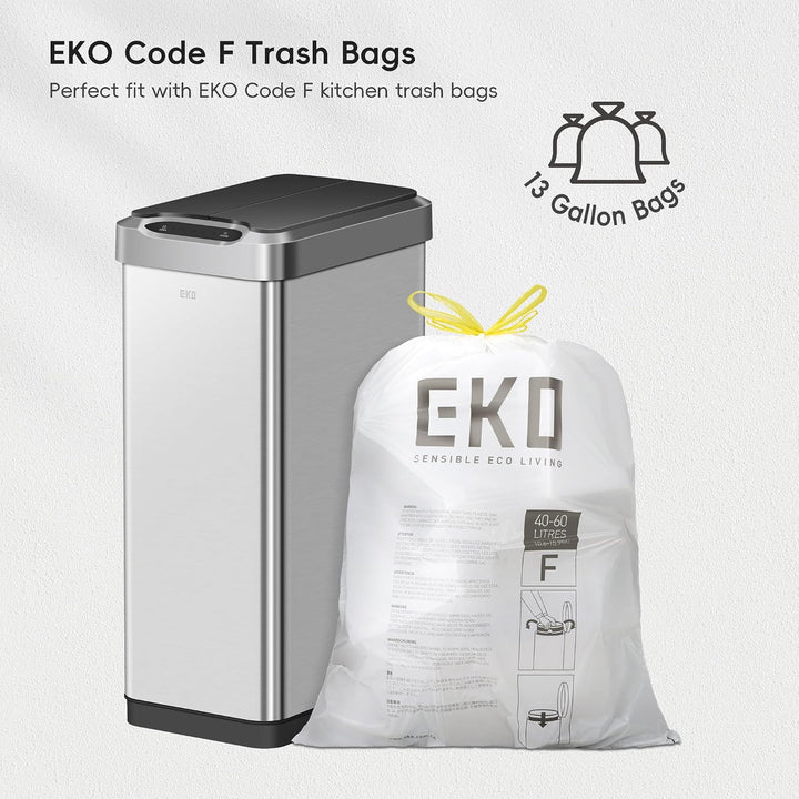 EKO Phantom-T 50 Liter Vertikaler Mülleimer mit Bewegungssensor, Gebürstetes Edelstahl-Finish, Verti