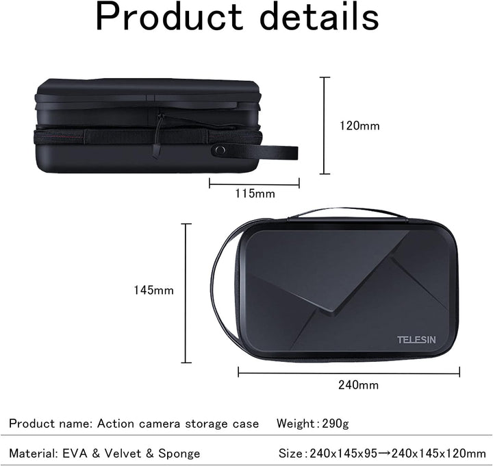 AFAITH Upgrade Tragetasche für GoPro, Tragbare wasserdichte Reisekoffer, Verstellbarer Platz Aufbewa