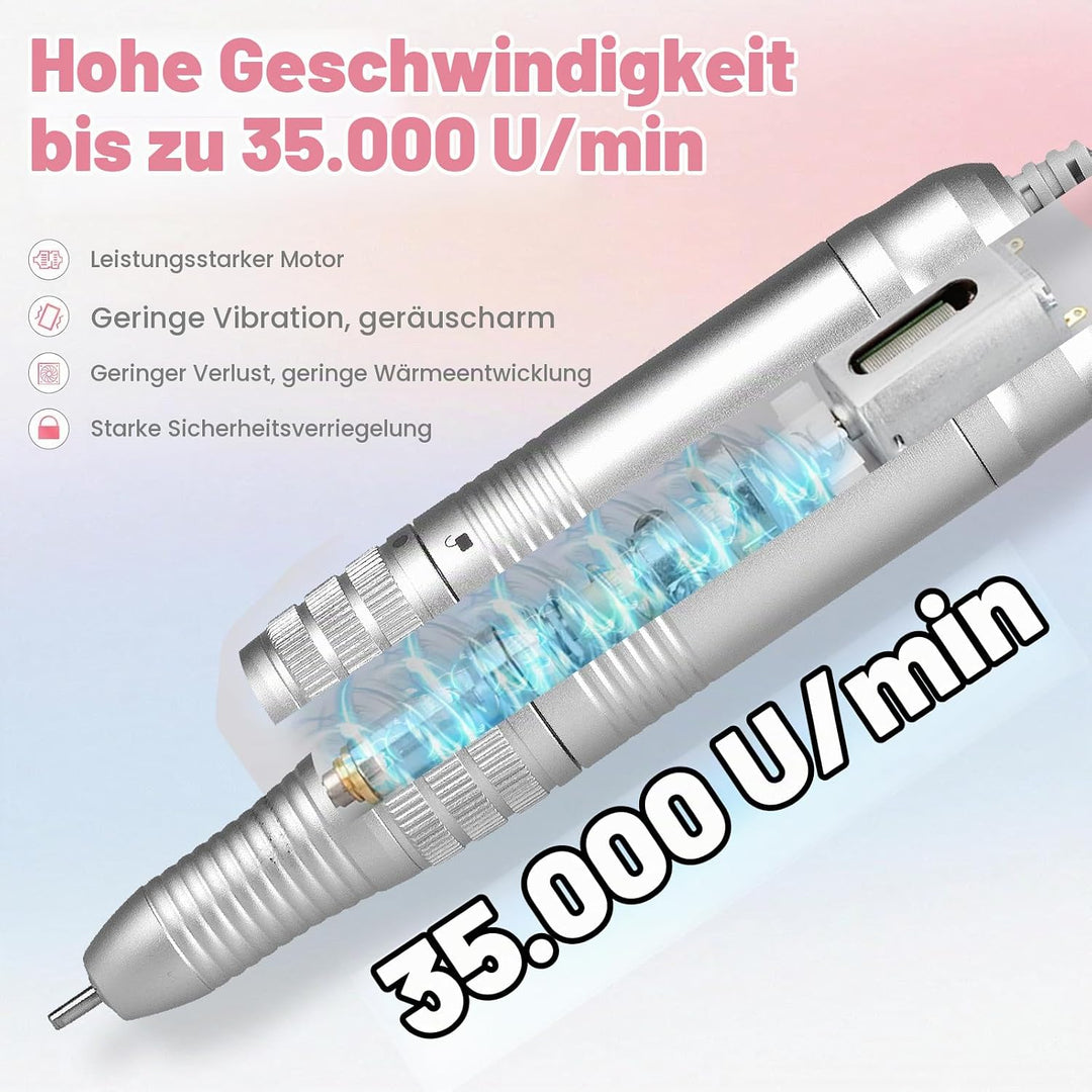 Nagelfräser, Upgraded Profi Nagelfräser 35000 u/min für Gelnägel Acrylnägel, Maniküre Pediküre Set E