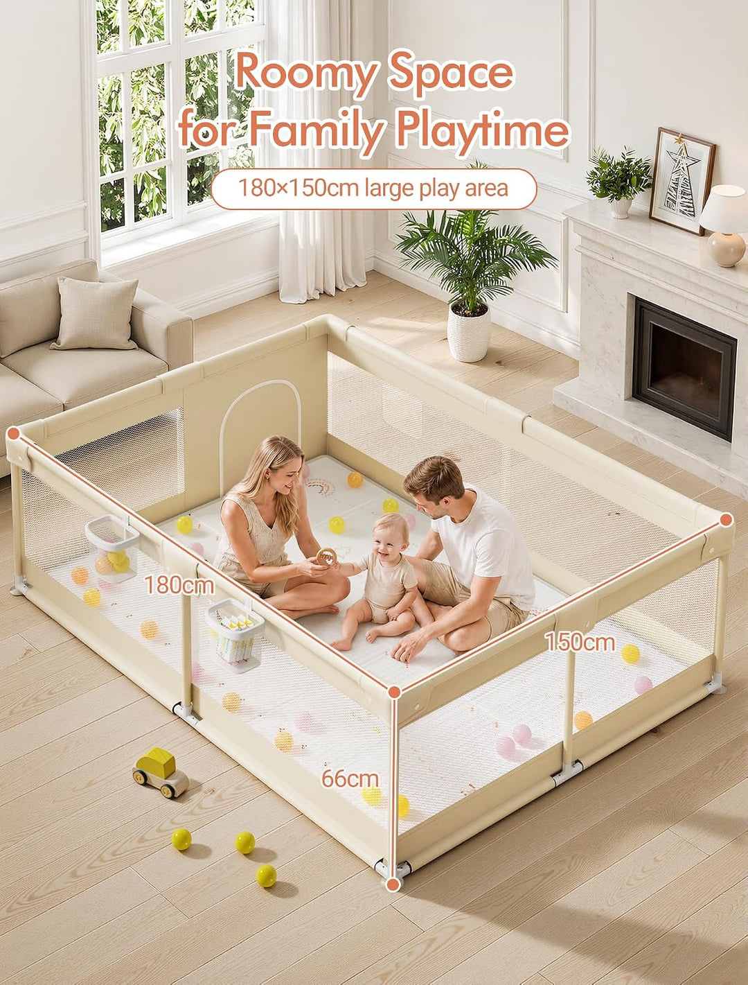 XXL Laufstall Baby mit Matratze 150x180cm für sicheres Spielen