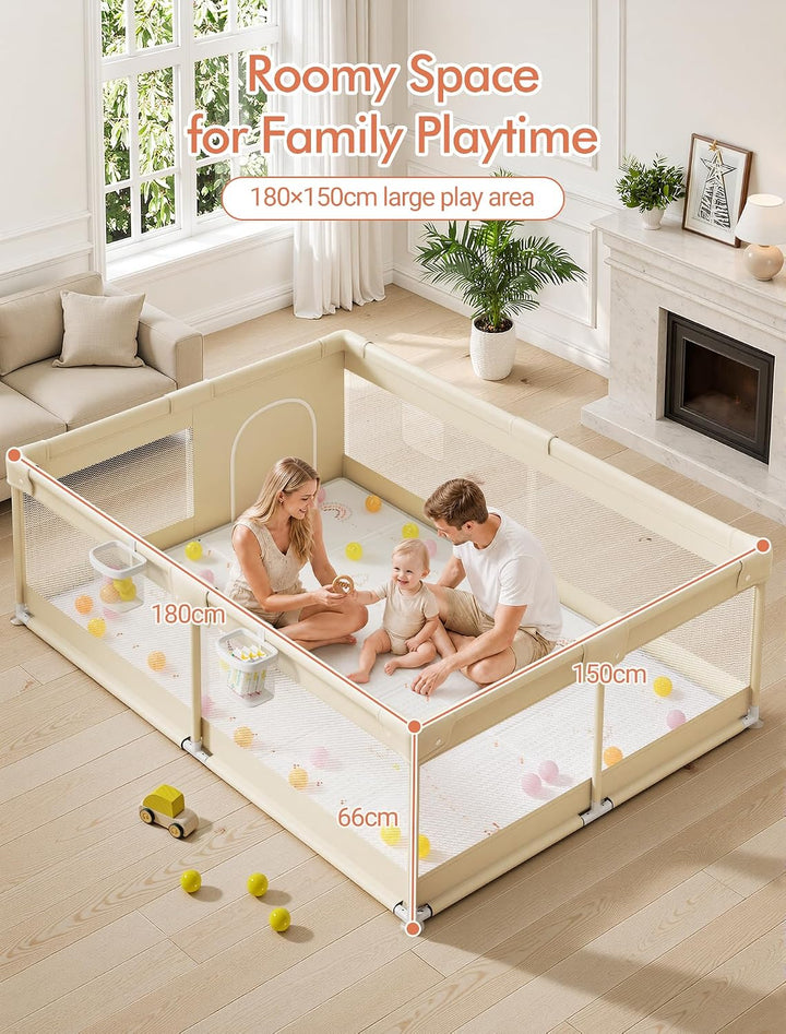 XXL Laufstall Baby mit Matratze 150x180cm für sicheres Spielen