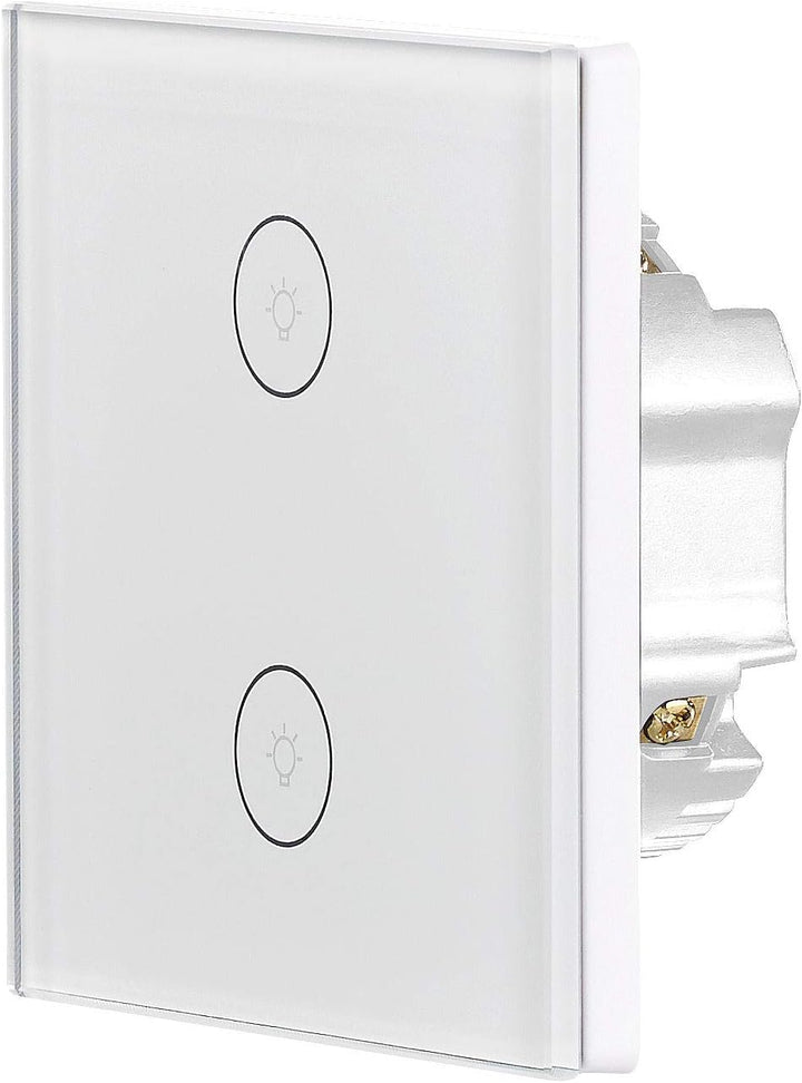 Luminea Home Control Touch Lichtschalter: 2er-Set Touch-Doppel-Lichttaster, komp. zu Alexa &amp; Google