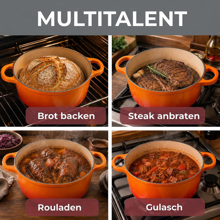 Brotback set Gusseisen Topf Brot Backen Zuhause | emallierter Brotbacktopf mit Gärkorb und Deckel |