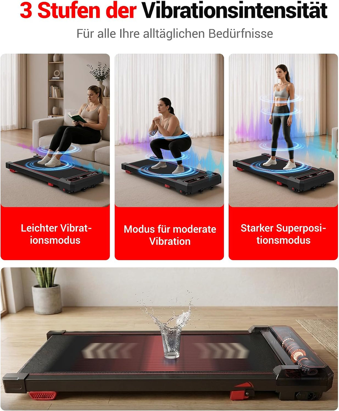 LONTEK 3.0HP Vibration Plate Walking Pad mit Steigung 15% orange, orange