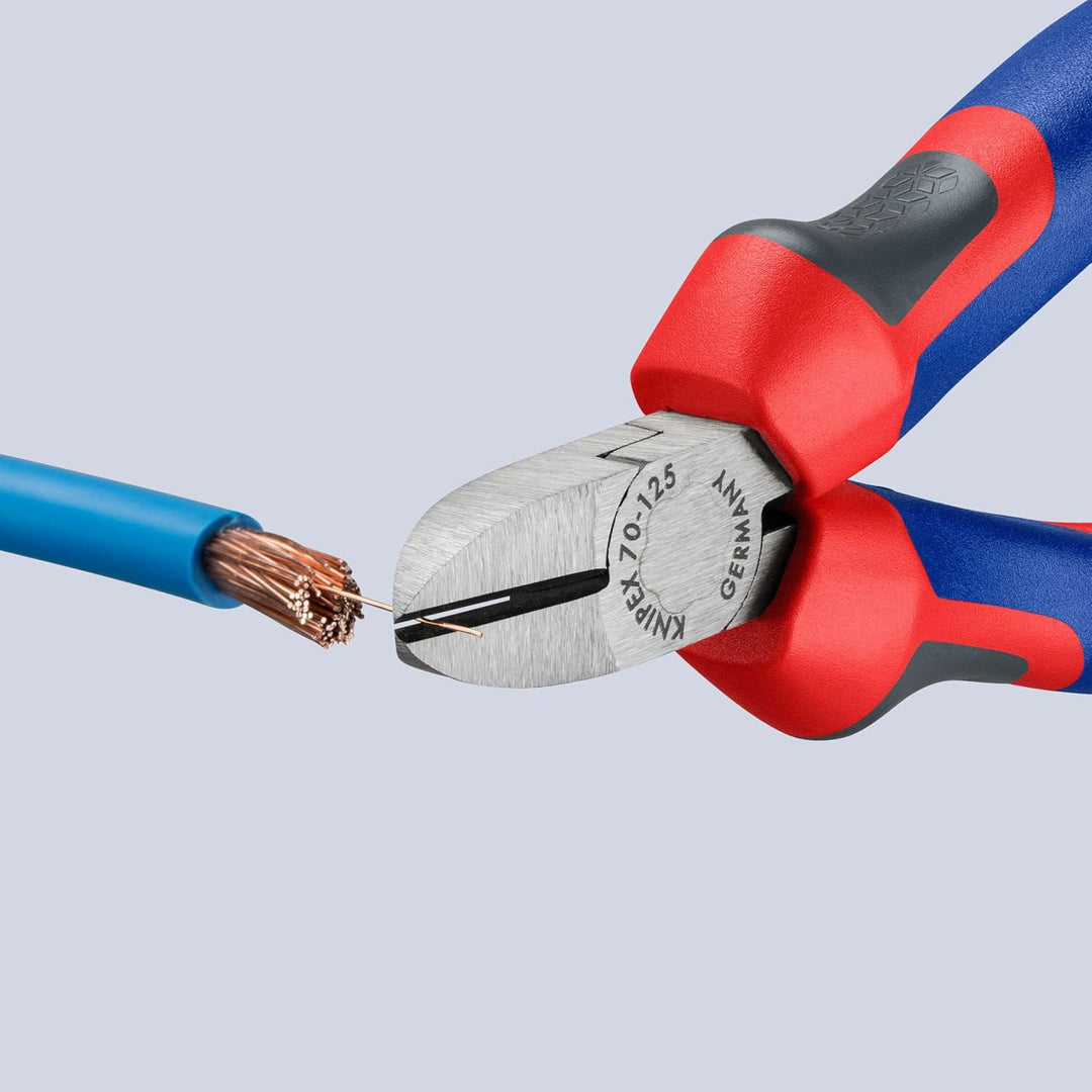 Knipex Seitenschneider schwarz atramentiert, mit Mehrkomponenten-Hüllen 125 mm 70 02 125 atramentier