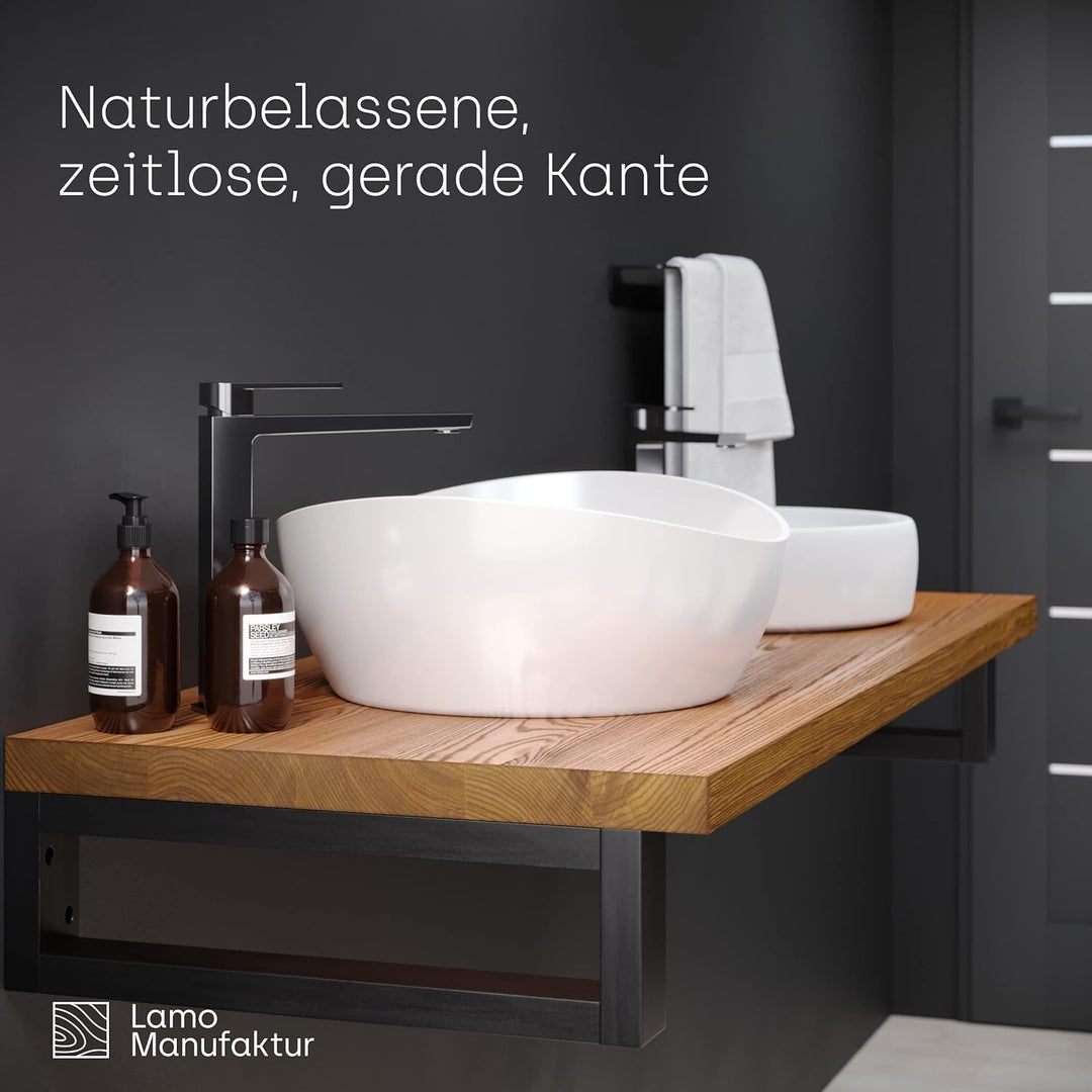 LAMO Manufaktur Waschtischplatte, Holzplatte Waschtisch, 50x60 cm (AxB), Dunkel, ohne Montageset, LW