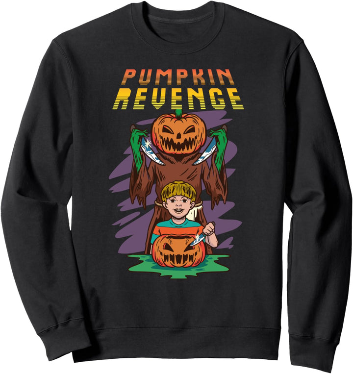 Kürbis tötet Kind Halloween Kürbis mit einem Messer Sweatshirt