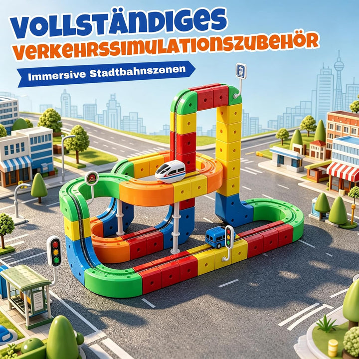 Eisenbahn Elektrisch Cube Track 92pcs Electric Train Set DIY Zugstrecken-Set mit Schwerkraft Defying