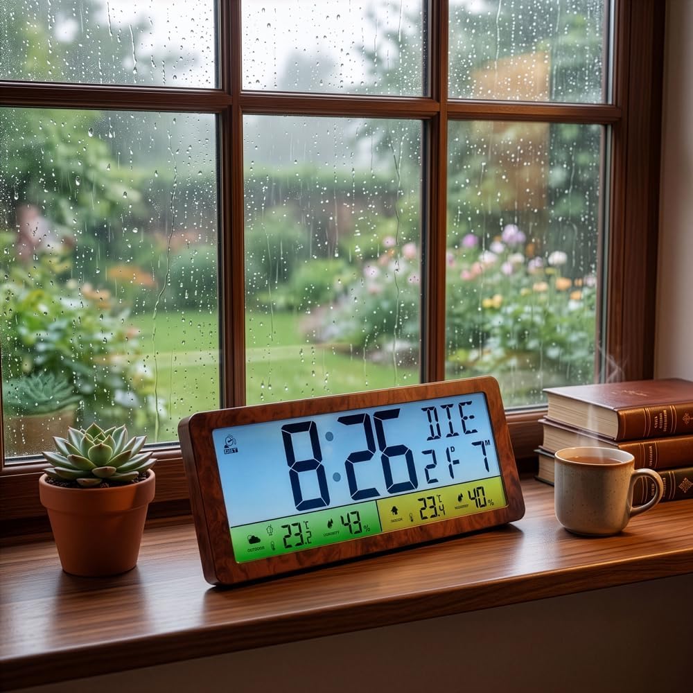 EUROtops Funk-Wetterstation – XXL-Farbdisplay, Aussensensor &amp; DCF-Funkuhr