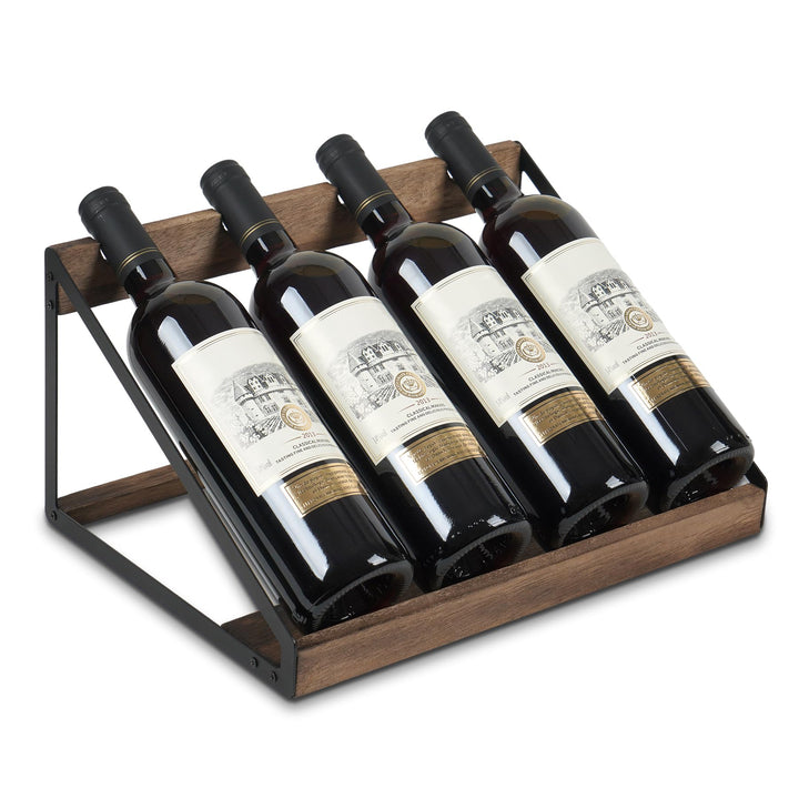 JUJOYBD Weinregal Holz für Tisch, Rustikales Flaschenregal für 4 Flaschen, Weinständer für Party, Kü
