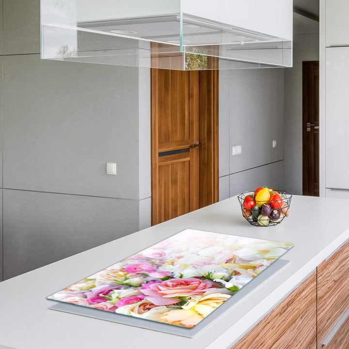 TMK | Herdabdeckplatte 90x52 cm Glas Ceranfeldabdeckung Induktion Herdschutz Spritzschutz Glasplatte