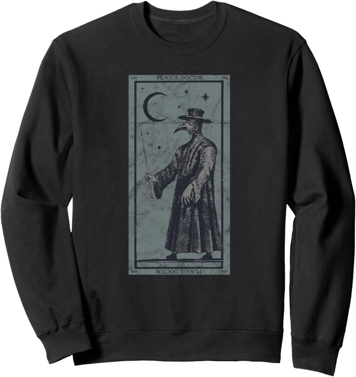 Occult Plague Doctor Tarot Card Black Death Baphomet Devil Sweatshirt