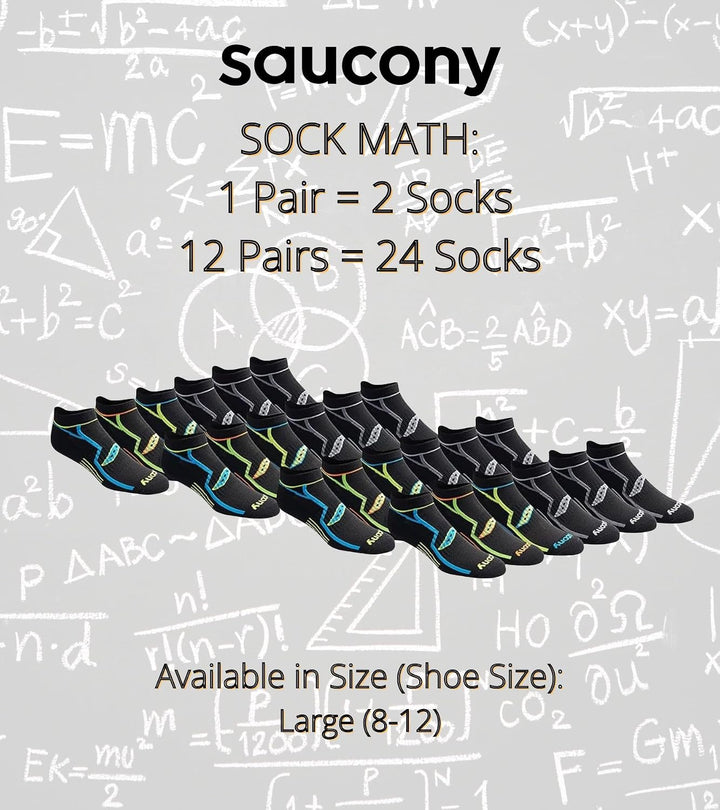 Saucony Herren Bolt Rundry Performance No-Show Multi-Pack Socks Laufsocken (18er, Schwarz (12 Paar)