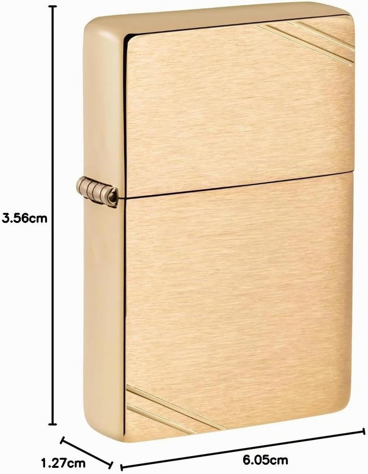 Zippo 240 Feuerzeug 60000808 Classic Vintage Benzinfeuerzeug, Messing, Brushed Brass w slashes, Brus