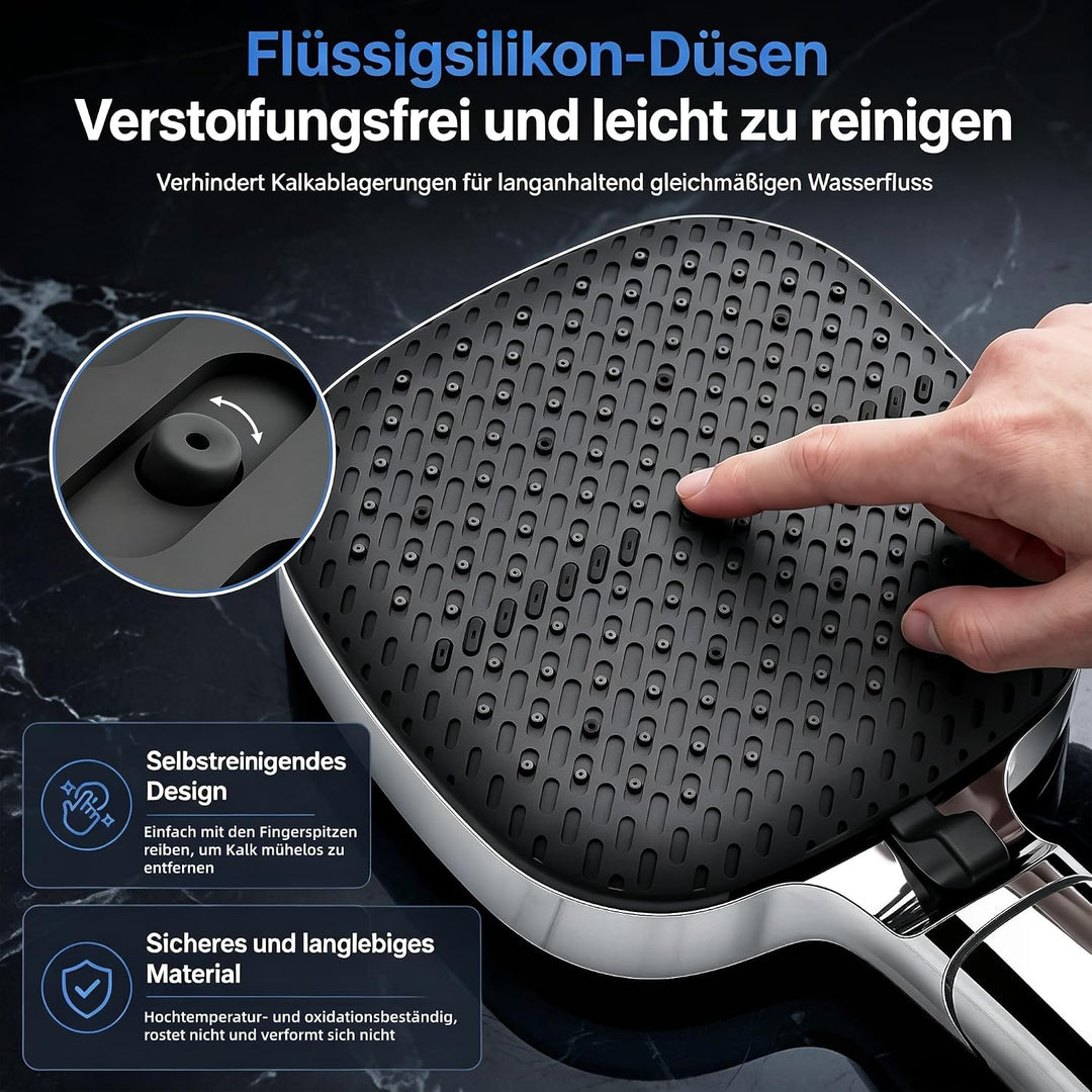 Duschkopf mit Filter, Duschbrause mit Schlauch, Shower Head 4 Modi Luft Einspeisung Druckverstärkter