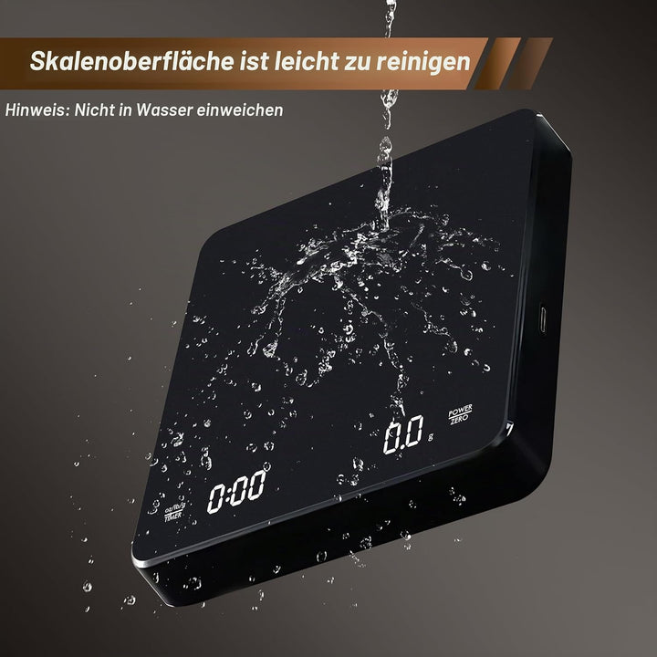 Digitale Kaffeewaage mit Timer - Type C Wiederaufladbare Espresso Waage mit Automatischer Tarierung,