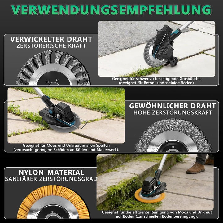 7-IN-1 Akku Rasentrimmer Kompatibel mit Makita Akkus 18V, 1200W Bürstenloser Freischneider Akku mit