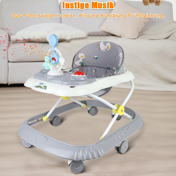 Lauflernhilfe für Babys, Mädchen, Jungen, 6-18 Monate, höhenverstellbar, mit leisen Rädern, Aktivitä