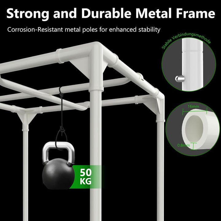 Growzelt Komplettset Anbau Set mit 200W LED Vollspektrum Grow Lampe Dimmbar, 140x140x200cm GrowZelt