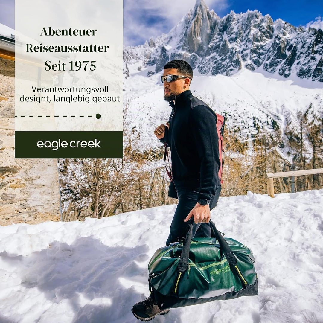 Eagle Creek Migrate Duffel Reisetasche – 100% recycelte Materialien, breite Öffnung und verstaubare