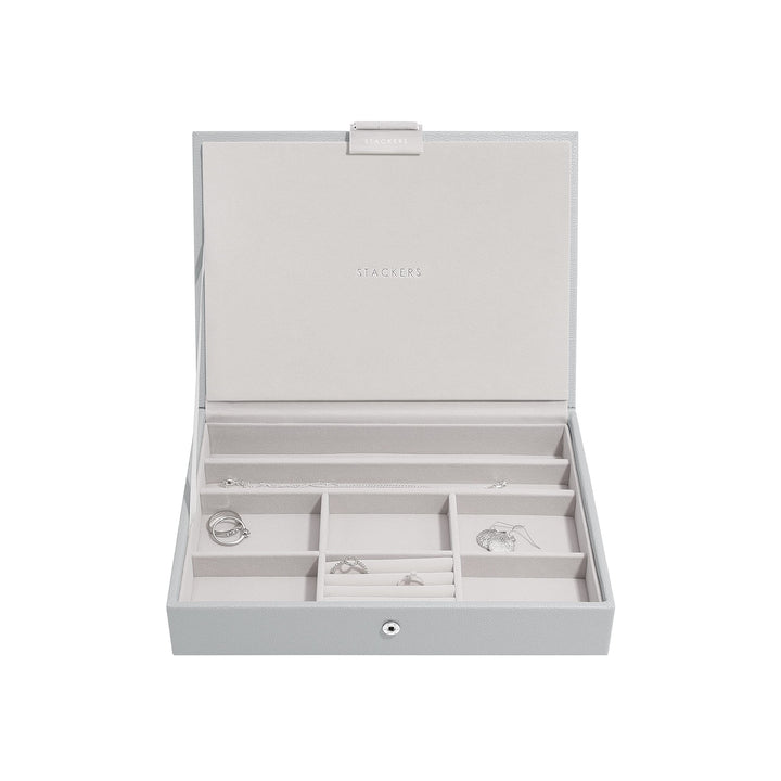 Stackers Pebble Grey Classic Medium Jewellery Box Lid, Pebble Grey